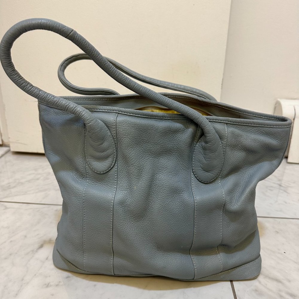 Blue Leather Handbag
